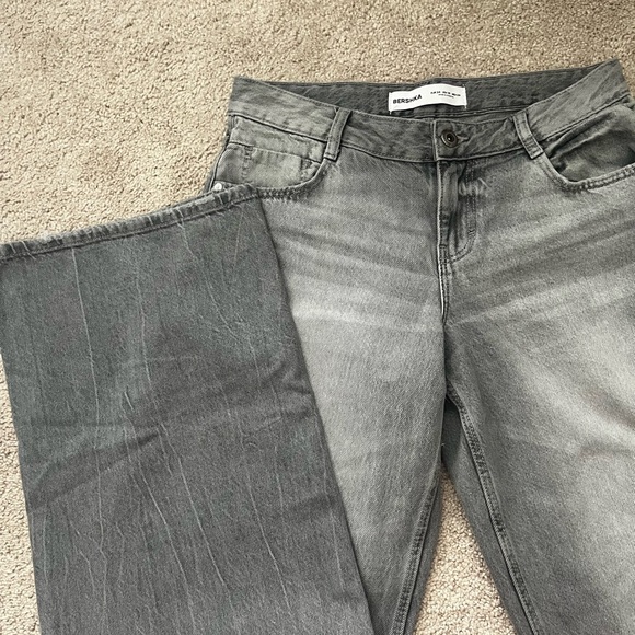 Low-rise wide-leg Grey Bershka Jeans - Picture 6 of 7